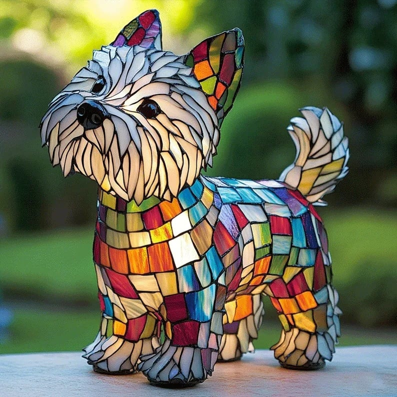 Bambi™ | Handmade Stained Glass Dog Lamp