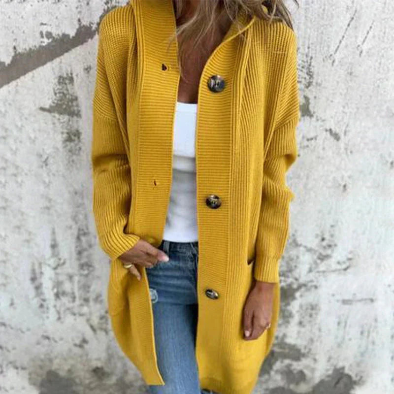 Adriana™ | Long Hooded Button Coat