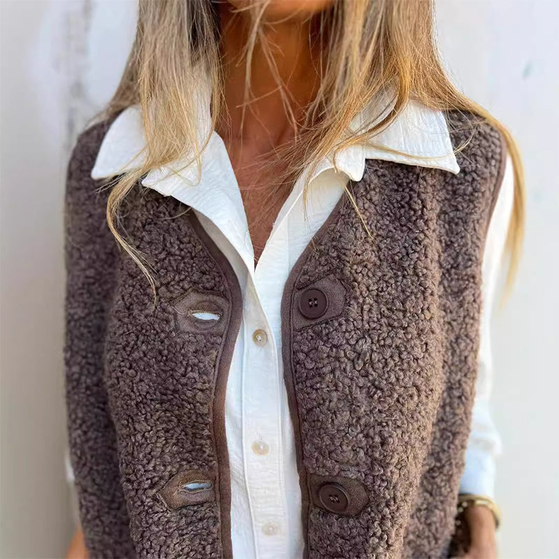 Clara™ | Women's Warm Autumn Vest with Button Closure