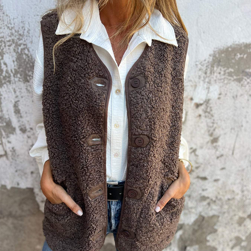 Clara™ | Women's Warm Autumn Vest with Button Closure